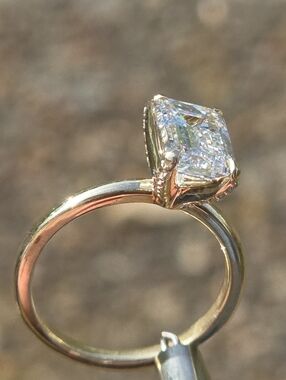14k Yellow Gold Solitaire Engagement Ring with 2.35 Carat Emerald-Cut Diamond